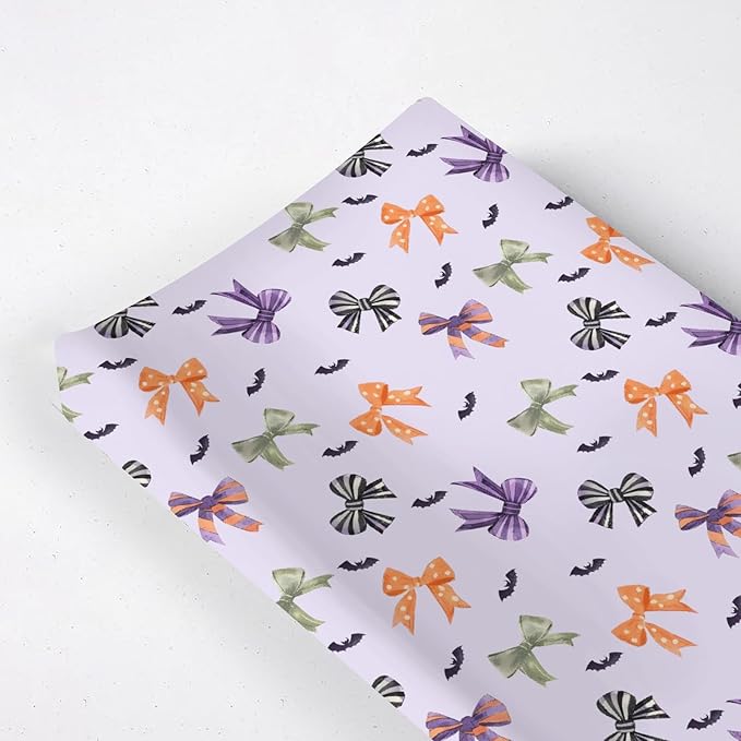 Halloween Bows Pattern Baby Changing Pad Cover, Unisex Fall Winter Holiday Nursery Diaper Changing Table Pad Mat Sheet for Boys Girls-16x32