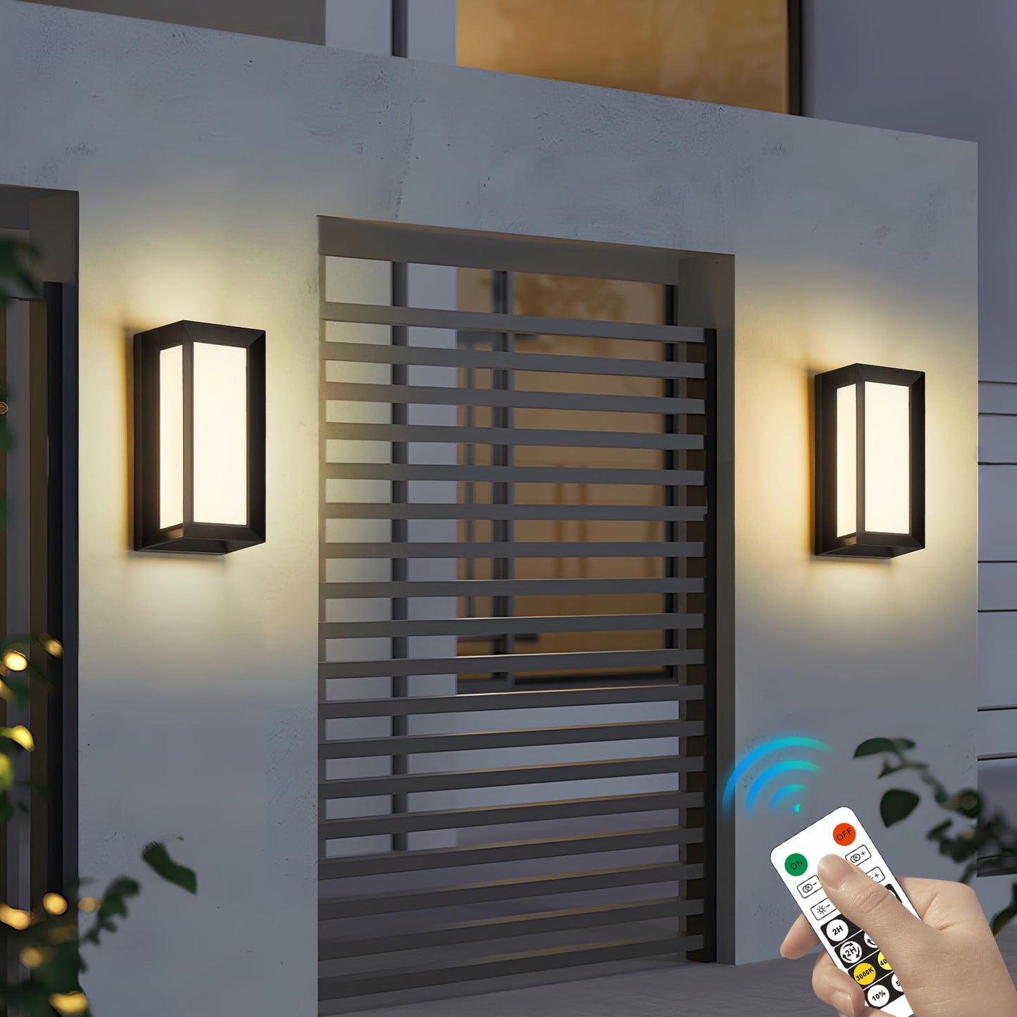 ZOOPEEN Outdoor Wall Lamp 2 Pack, 3 Color LED Porch Lights, 24W Waterproof, Black, Model Z-3CCTRCWL