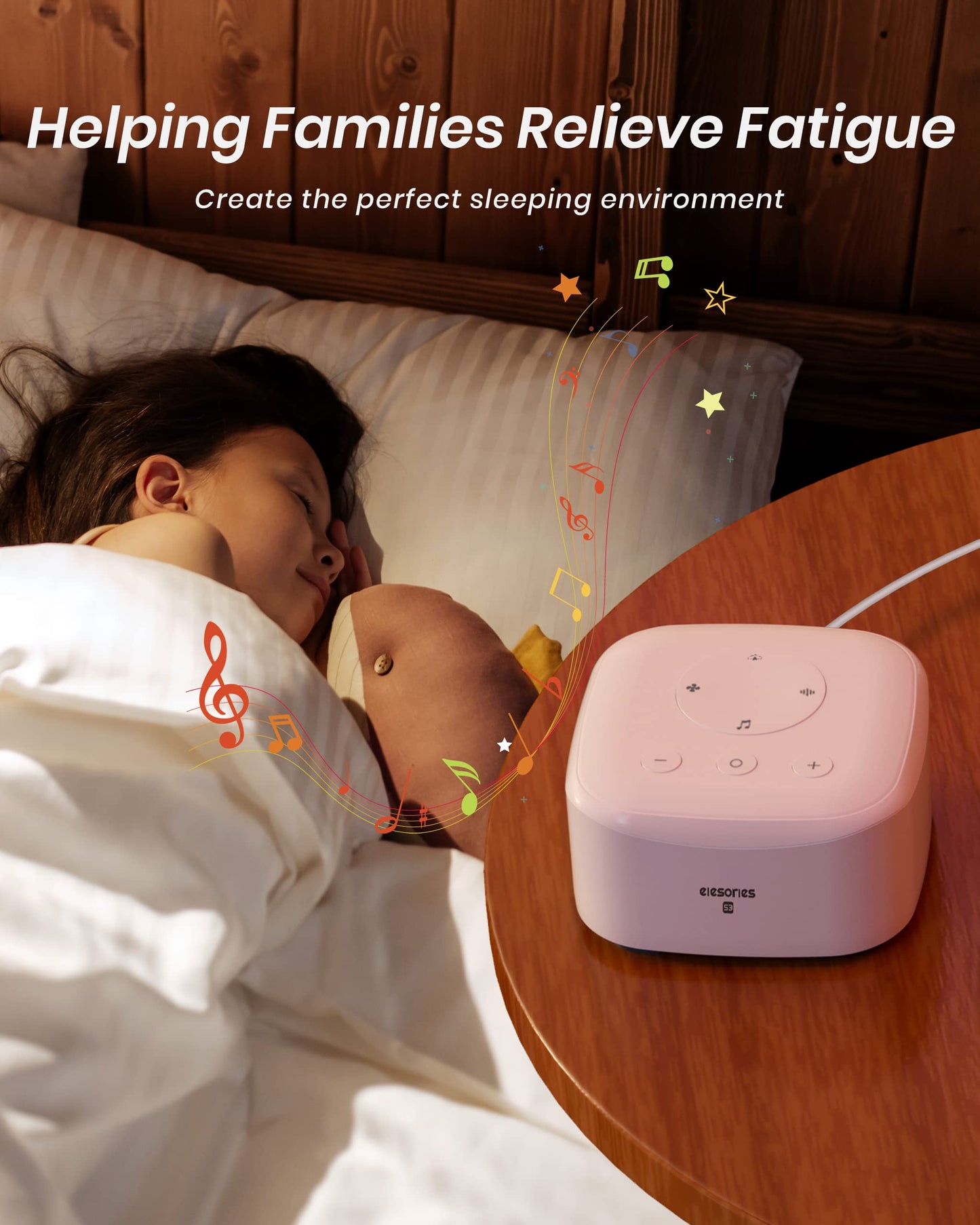 elesories White Noise Machine for Sleeping Nursery Office Home, Memory Function, Sleep Timer, Sound Machine with 20 Soothing Sounds, Sound Machine Baby Sleep Therapy Powered by AC or USB