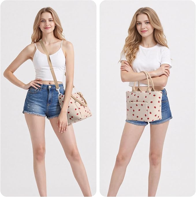 Lunch Bag for Women Adult Large Insulated Lunch Box Girl Cute Corduroy Lunch Tote Bags Reusable Leakproof Cooler Work Picnic