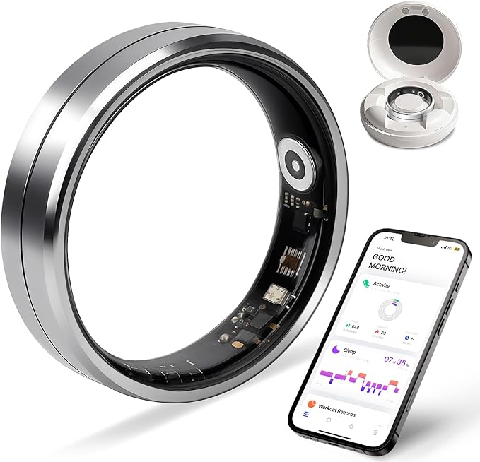 Smart Ring for Women and Men, 5ATM Waterproof Smart Rings Health Tracker with Sleep/Stress/Heart Rate/Activity Monitor, No...