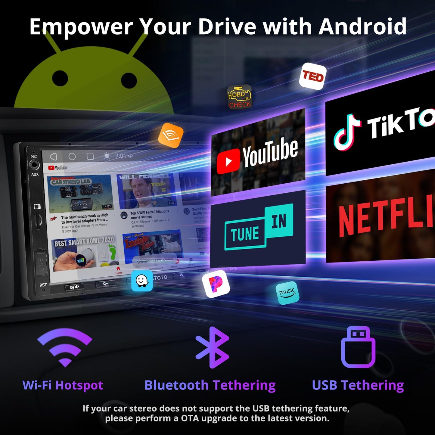 ATOTO A5L 7inch Android Double DIN Car Stereo, Wireless CarPlay&Android Auto Touch Screen, Wi-Fi/BT/USB Tethering, 2G+32G Car Radio Bluetooth, 24B-EQ DSP, MirrorLink, GPS/SWC/FM/AM,AI Chat, A5LG2A7T