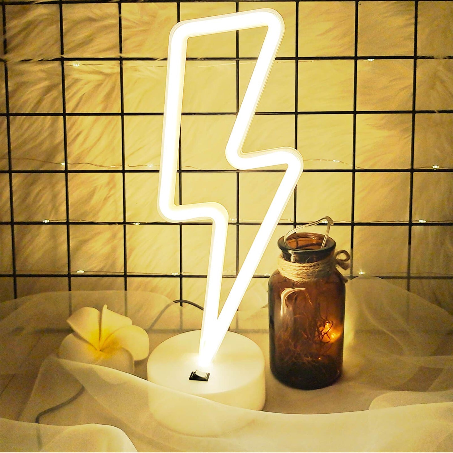 Vifulin Neon Sign Lights - Warm White Usb/Battery Powered Led Room Decor For Teen Girls, Cute Bedroom Gift With Holder