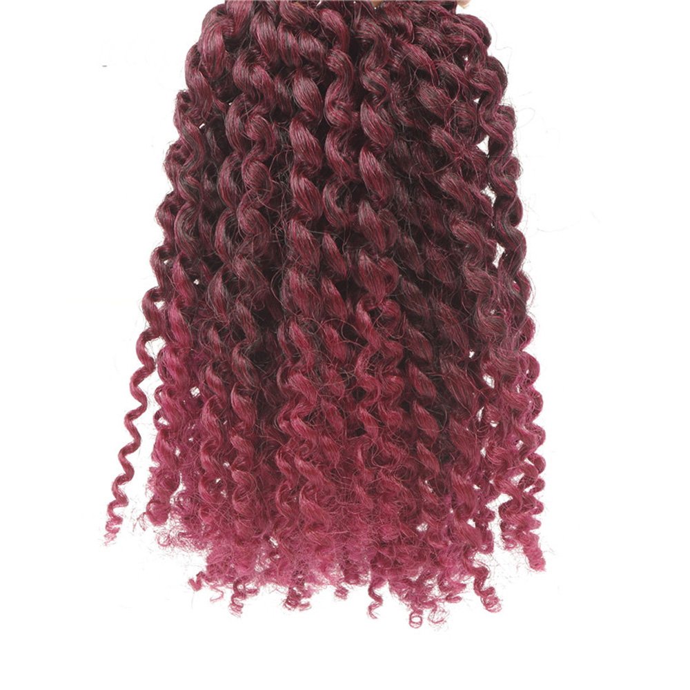 3pcs/pack bob Kinky Curl 8 Inch Afro Kinky Twist Hair Burg color Soft Synthetic Crochet Braiding Hair Extention (1B/BURG)