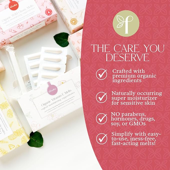 Femallay Everyday Moisturizing Vitamin E Vaginal Melts, 100% Natural Suppositories, For Dryness and Menopausal Women, Limited Ingredients, 42 Individually-Sealed Melts + 1 Applicator