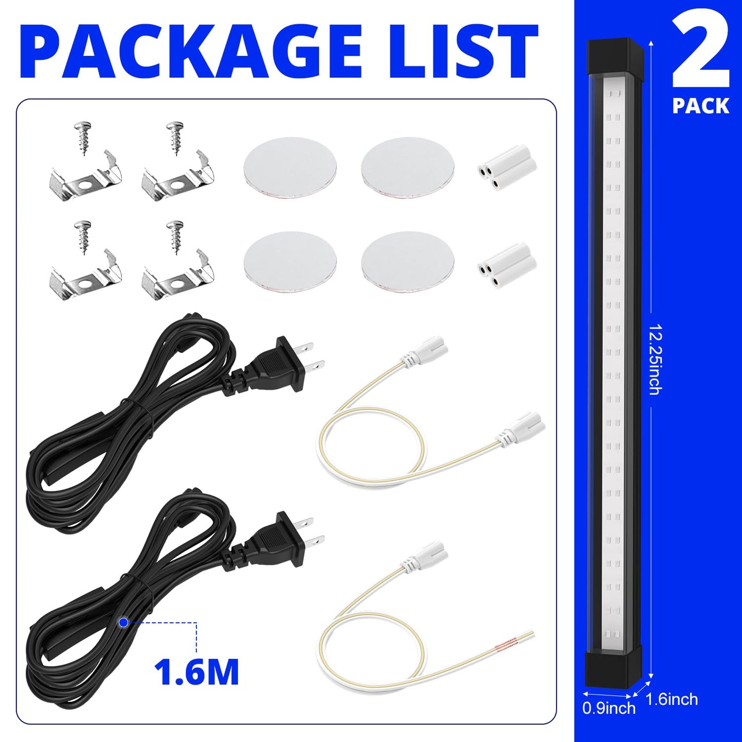 Sayitwill 365NM Black Light Bar 15W 1FT, UV Blacklight Strip for Dispaly, Linkable LED Black Lights with ON/Off Switch, for Uranium Glass Minerals/Rock Curio Cabinetry Glow Party Halloween, 2 Pack