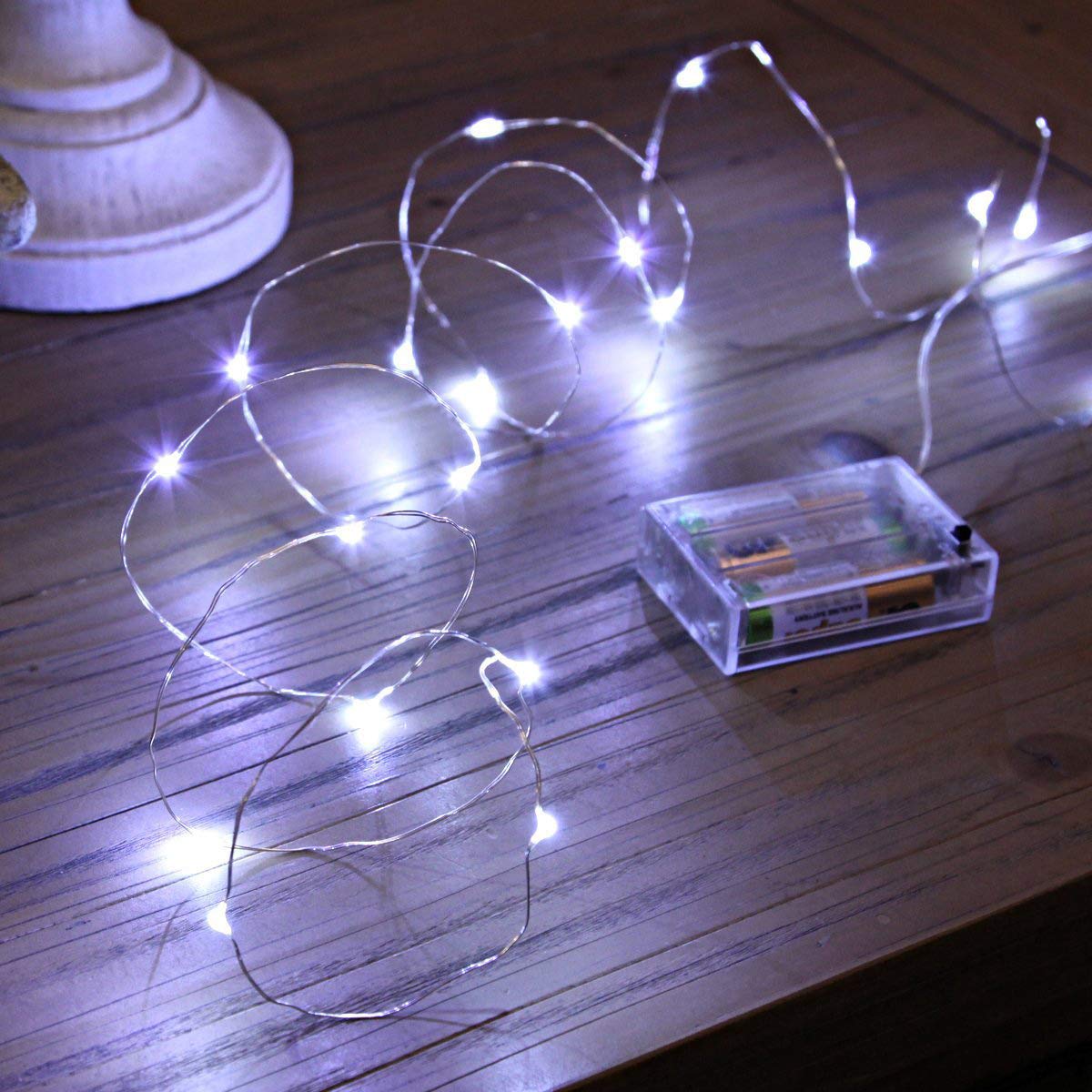 Ariceleo LED Fairy Lights, Battery Operated Copper Wire, 5m/16ft, Cool White, Model MRSXD-W-5M-1, Ideal for Bedroom, Christmas, Wedding