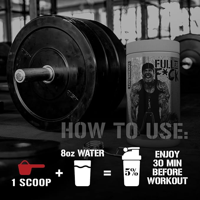 5% Nutrition FullAF Pre-Workout | Stim-Free with Massive Pumps | L-Citrulline, L-Taurine, Nitrosigine, GlycerSize (Push Pop)