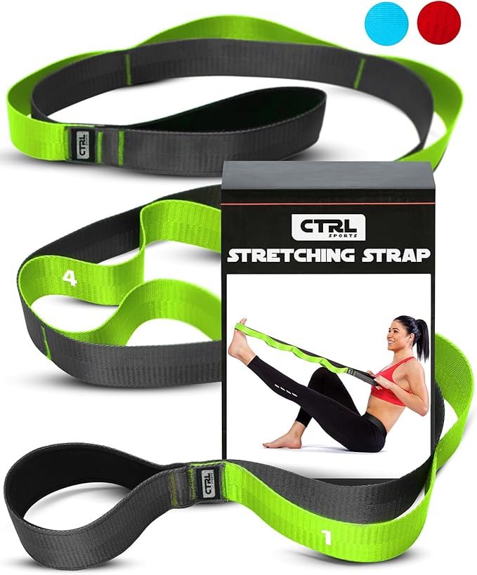 Stretching Strap with Loops - Non Elastic Stretch Band for Physical Therapy, Yoga Strap for Stretching Equipment, Stretch ...