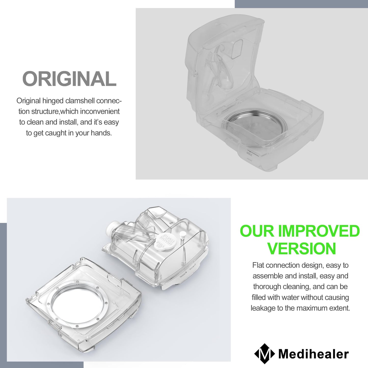 Tubing Adapter Water Chamber for AirSense 11 & Aircurve 11, 340ml Upgraded Humidifier Tub Container, Great-Value Supplies by Medihealer