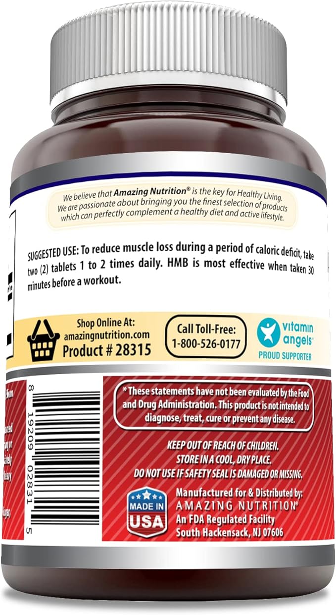 Amazing Formulas HMB (Beta-Hydroxy Beta-Methylbutyrate) Supplement | 2000 Mg Per Serving | 120 Tablets | Non-GMO | Gluten Free | Made in USA