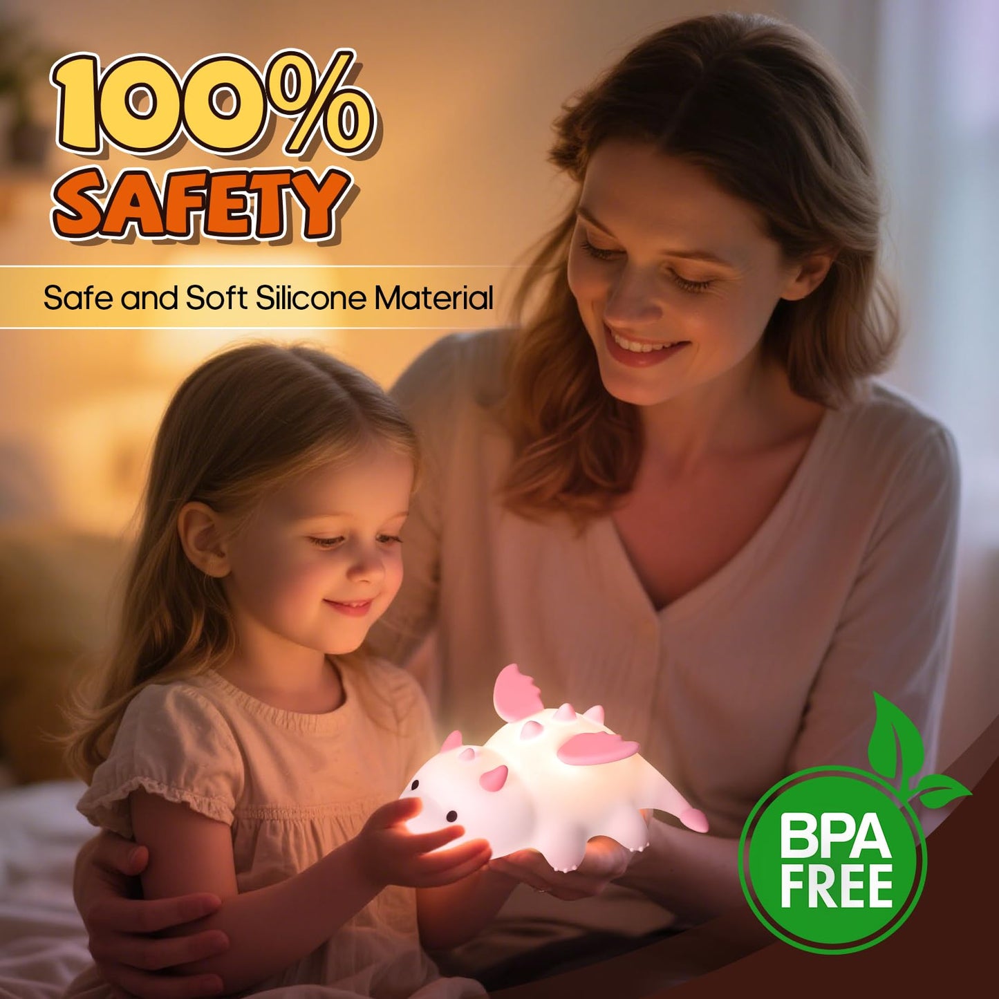 Gusweet Cute Dragon Night Light 7 Colors Changing And Dimmable Nursery Nightlight For Kids Rechargeable Silicone Bedside Lamp With Timer Gift For Boys And Girls