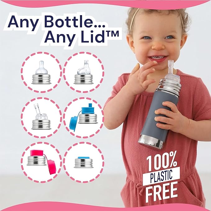 Pura Kiki 11oz/325ml Stainless Steel Straw Bottle w/Sleeve - 100% Plastic-Free, MadeSafe Certified, 100% Medical-Grade Silicone Straw for Kids, Toddlers, Preschoolers, Babies & Infant - New Mint