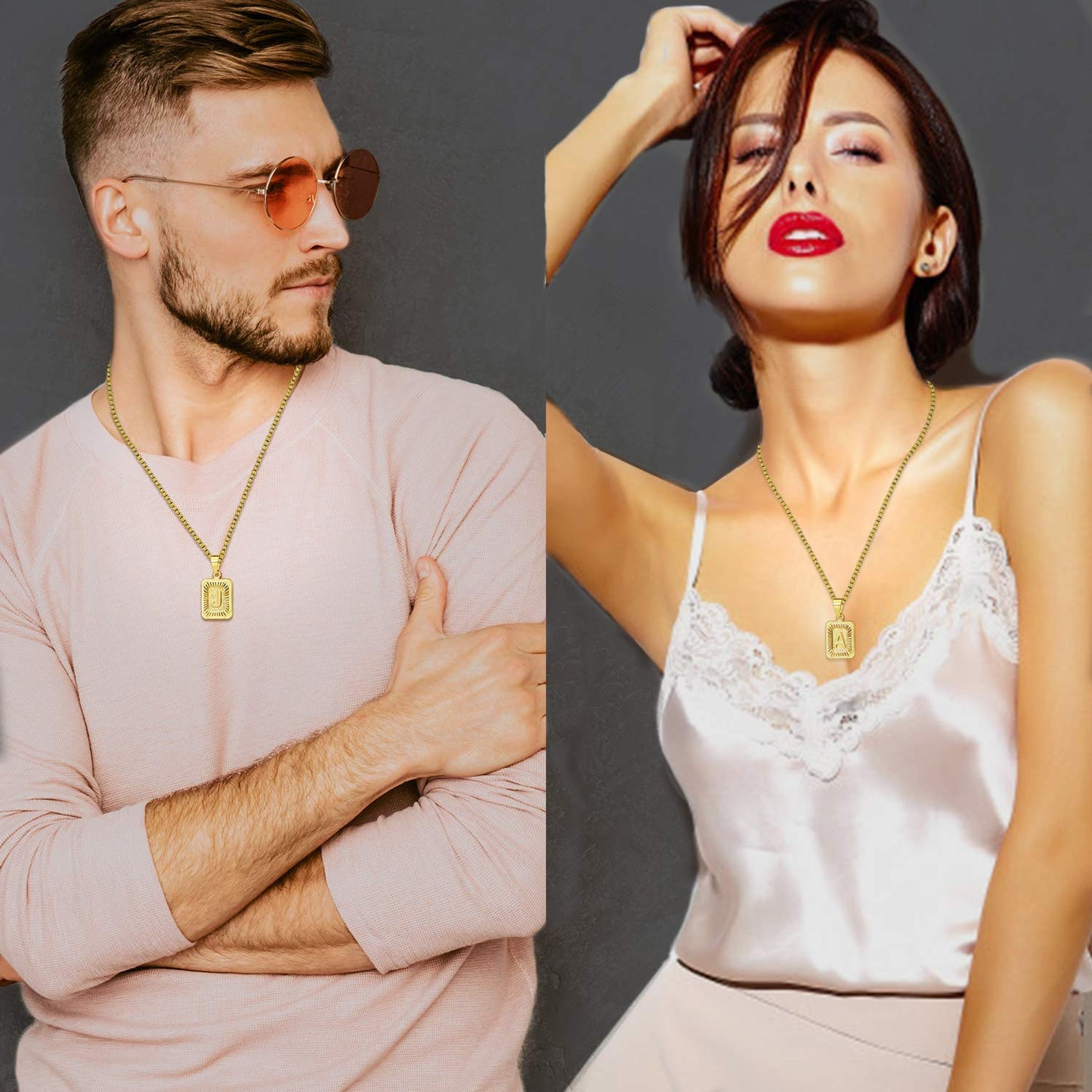 JSJOY Gold Initial Necklace for Women: Layered Monogram Pendant Letter L Necklace for Women, Family and Friends