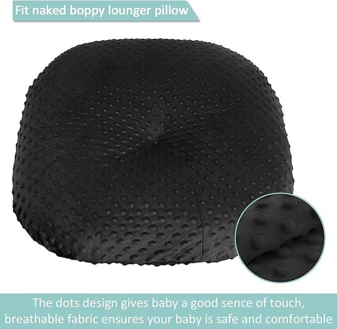 OWLOWLA Newborn Lounger Cover,Minky Removable Slipcover Fits Newborn Lounger for Baby Boy Girl(True Black)