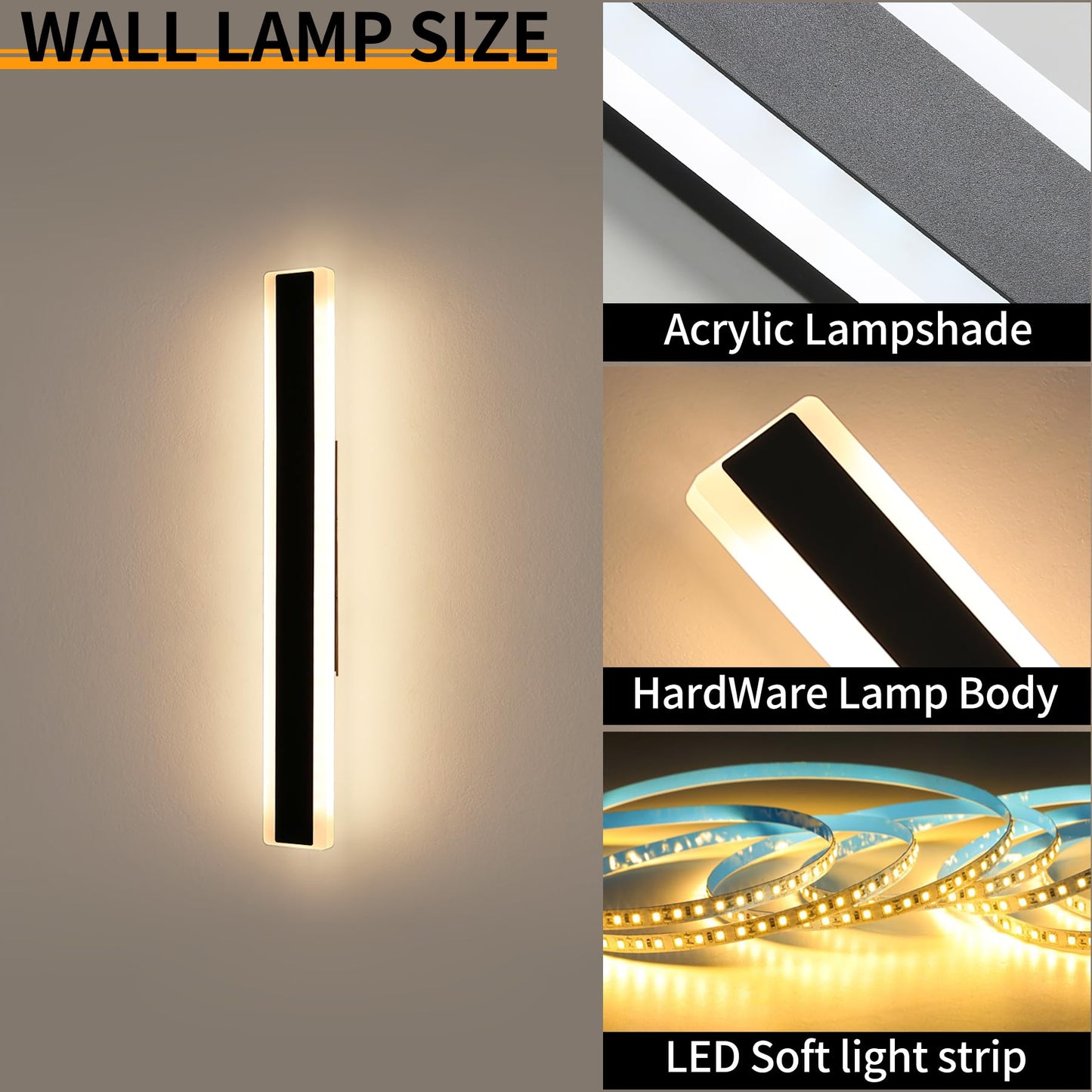 Mikeru 2Pack 31.4Inch Outdoor Wall Light Fixtures  3000K Modern Outdoor Lights Exterior For House Ip65 Waterproof Rust Long Led Wall Light  Hardwire Wall Mount Exterior Lighting