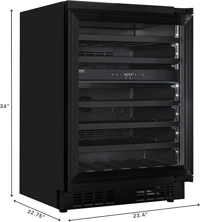 KoolMore Reserve 24 in. Under-Counter Panel Ready Dual Zone Built-in Wine Cooler with Black Shelves and 45 Bottle Capacity in Black (KM-CW46DZ-BPR)