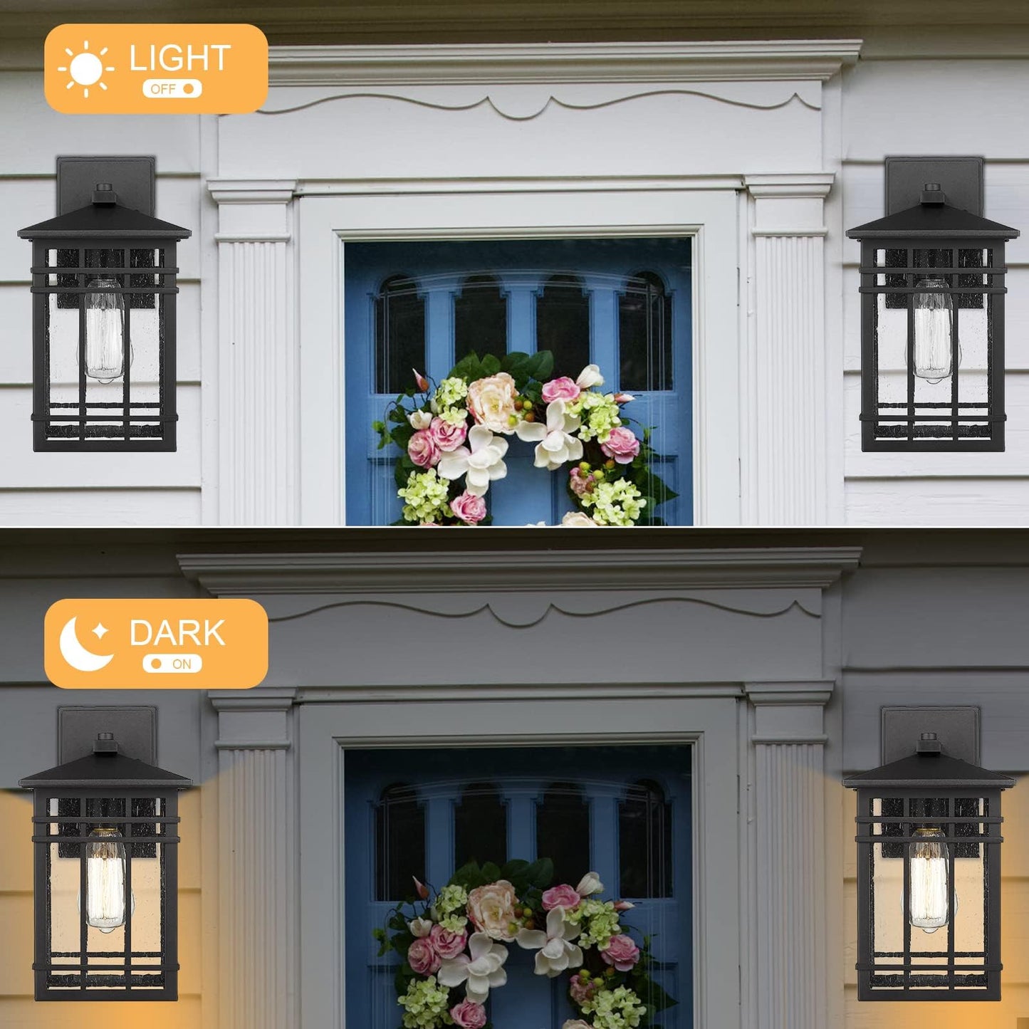 Rosient Outdoor Wall Lantern  Exterior Light Fixture  Waterproof Outdoor Wall Lighting Fixture Outside With Seeded Glass For Porch  Garage  Patio  Hallway  Entryway  2 Pack