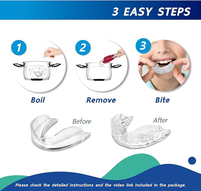 Moldable Mouth Guard for Teeth Grinding at Night Pack of 6 (2 Regular Size and 4 Small Size) for Kids and with Smaller Mouths, Custom-Fit Dental Bite Guards for Clenching and Nighttime Grinding