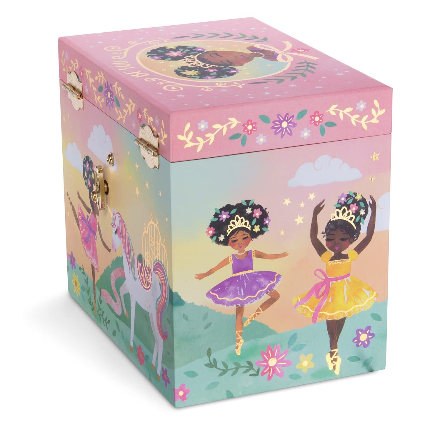 Jewelkeeper Jewelry Box for Girls - 2-Drawer Music Box with Little Queen Ballerina Dancing to Swan Lake, Cute Pink Design, Keeps