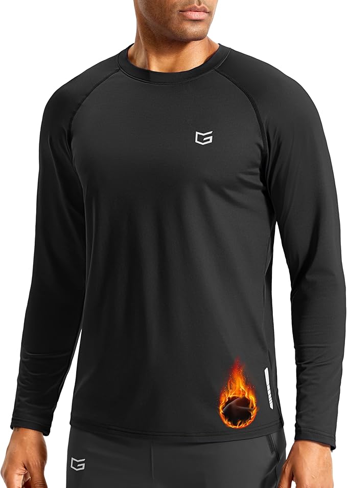 G Gradual Men's Thermal Shirts Long Sleeve Athletic Workout T-Shirts Crewneck Fleece Lind Base Layer for Men Cold Weather