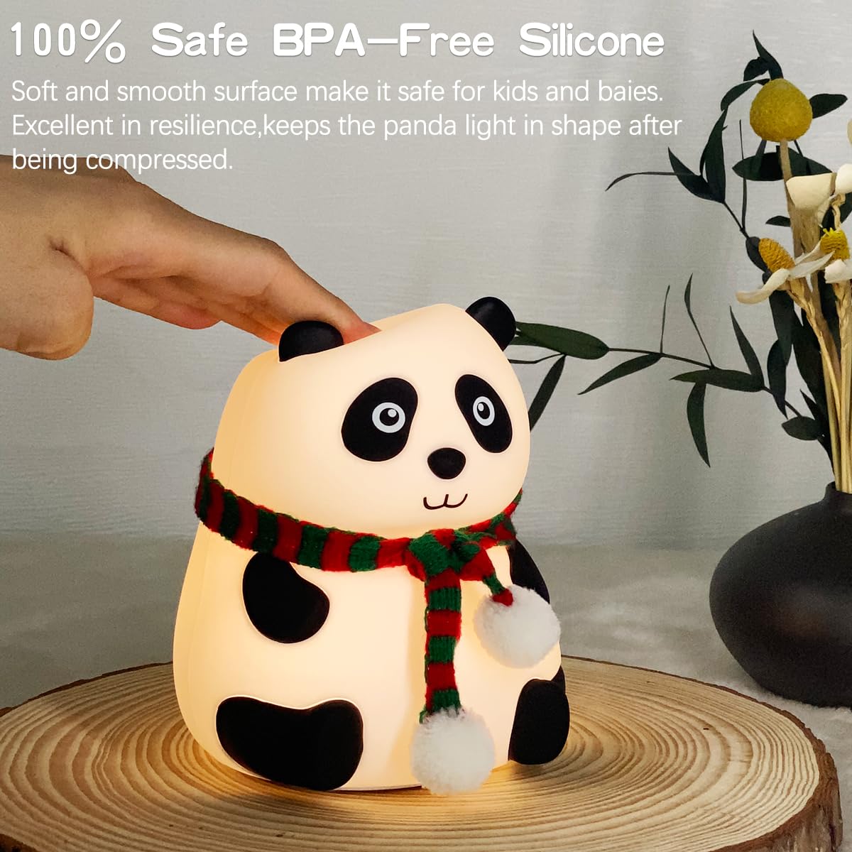 LEDHOLYT Kids Night Light Panda - Silicone Nursery Lamp for Baby & Toddler, Cute Animal Design