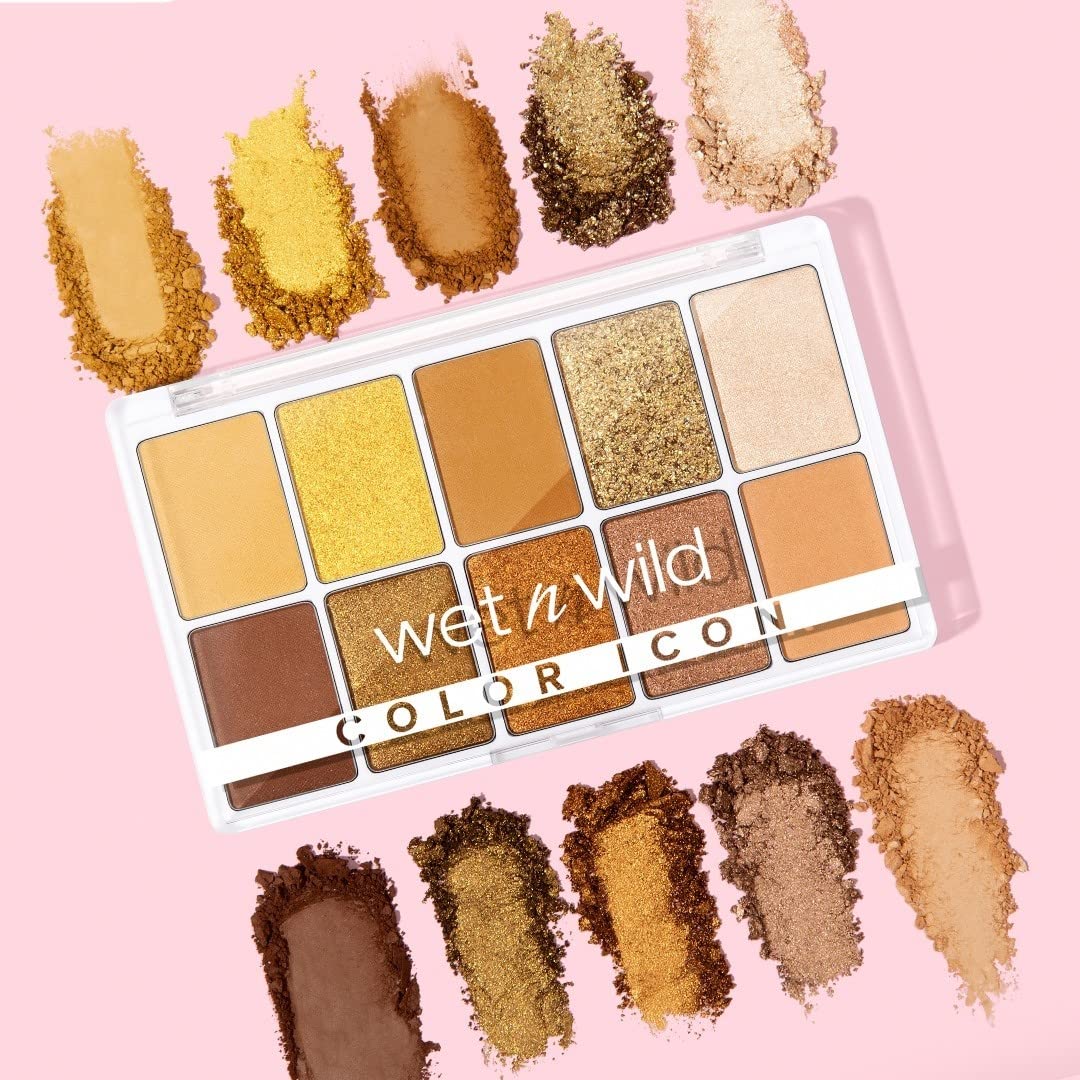 wet n wild Color Icon 10-Pan Eyeshadow Makeup Palette, Yellow Call Me Sunshine, Long Lasting, Shimmer, Metallic, Glittery, Matte