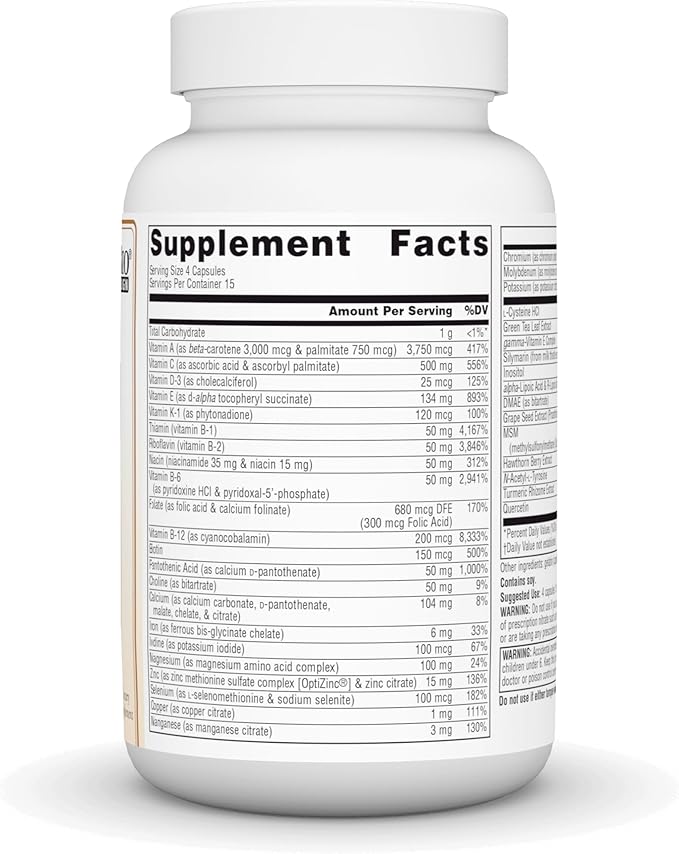 Source Naturals Life Force Multiple Daily Multivitamin High Potency Essential Vitamins, Minerals, Antioxidants & Nutrients - Energy & Immune Boost* - 60 Capsules
