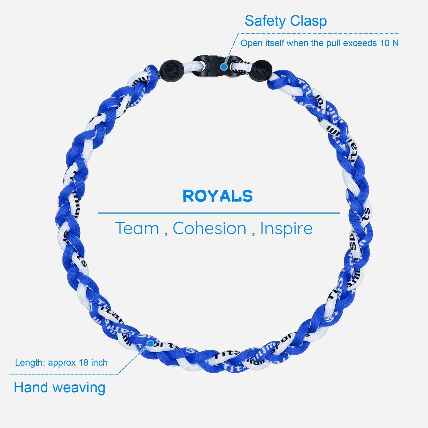 SUPBOMM Baseball Rope Necklaces, League Team Colors Braided Necklace, Baseball Team Gifts, Royals