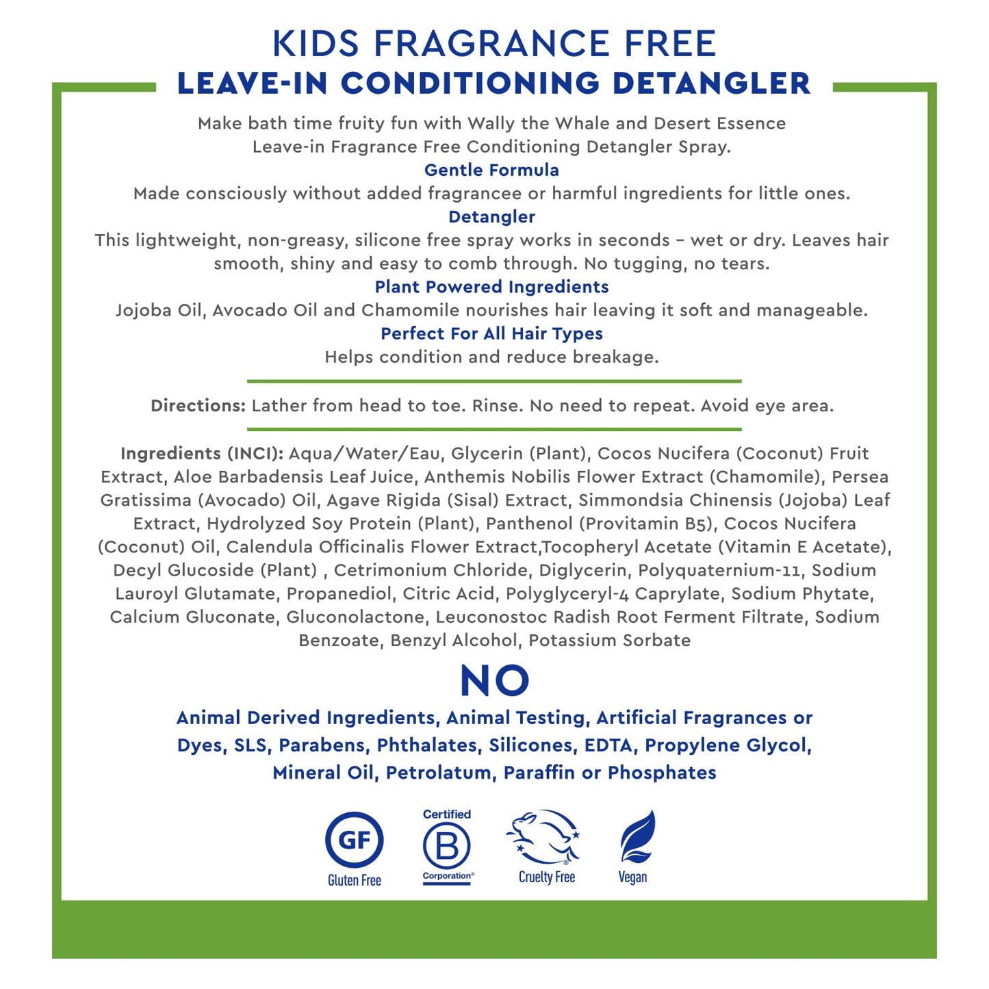 Desert Essence Kids Conditioing Detangler Spray 8.0 fl oz - Vegan, Gluten-Free. Cruelty-Free - Leaves hair smooth, shiny and eas