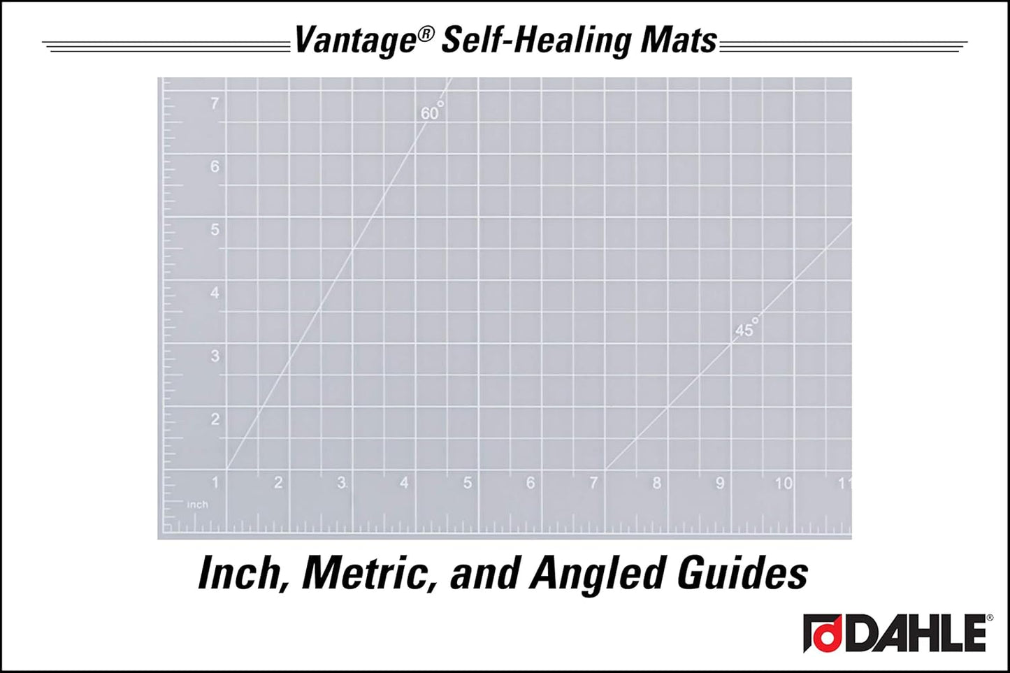Dahle Vantage 10681 See-Through Premium Self-Healing Cutting Mat, 12"x18", 1/2" Grid, 5 Layers for Max Healing, Perfect for Crafts & Sewing, Clear