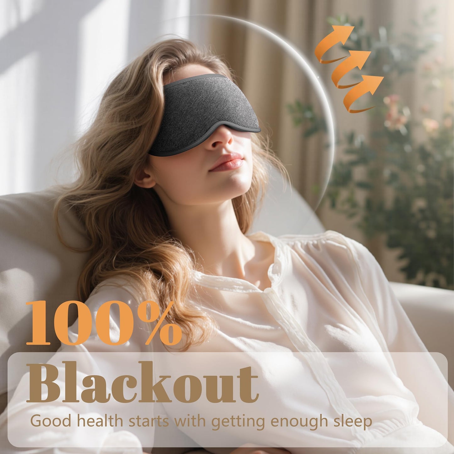 Vynix Sleep Mask for Men Women - 100% Blackout Eye Masks for Sleep, Zero Pressure 3D Sleeping Mask, Adjustable Light Blocking Eye Cover Blindfold for Travel, Nap, Night Work, Office - Gray