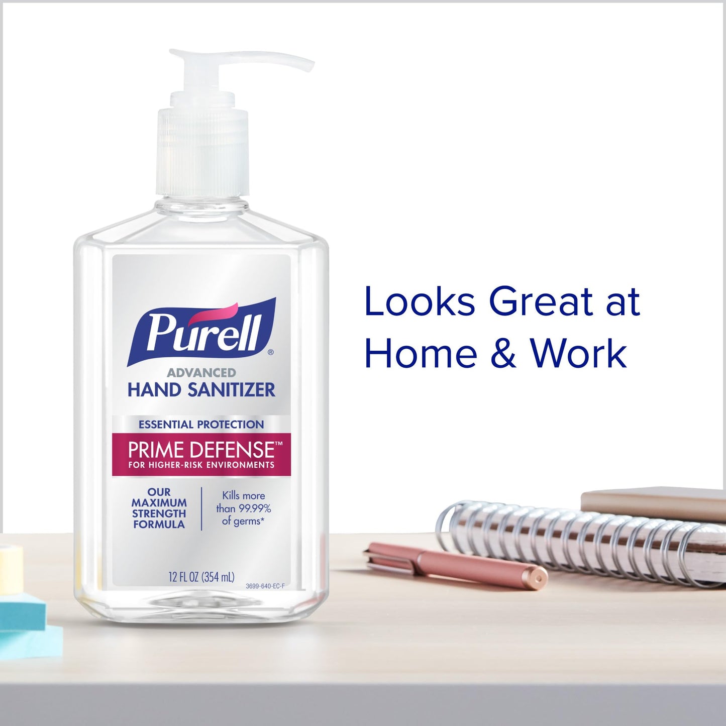 Purell Prime Defense Advanced Hand Sanitizer, Essential Protection, 12 fl oz Pump Bottles (Pack of 4) - 3699-06-EC2