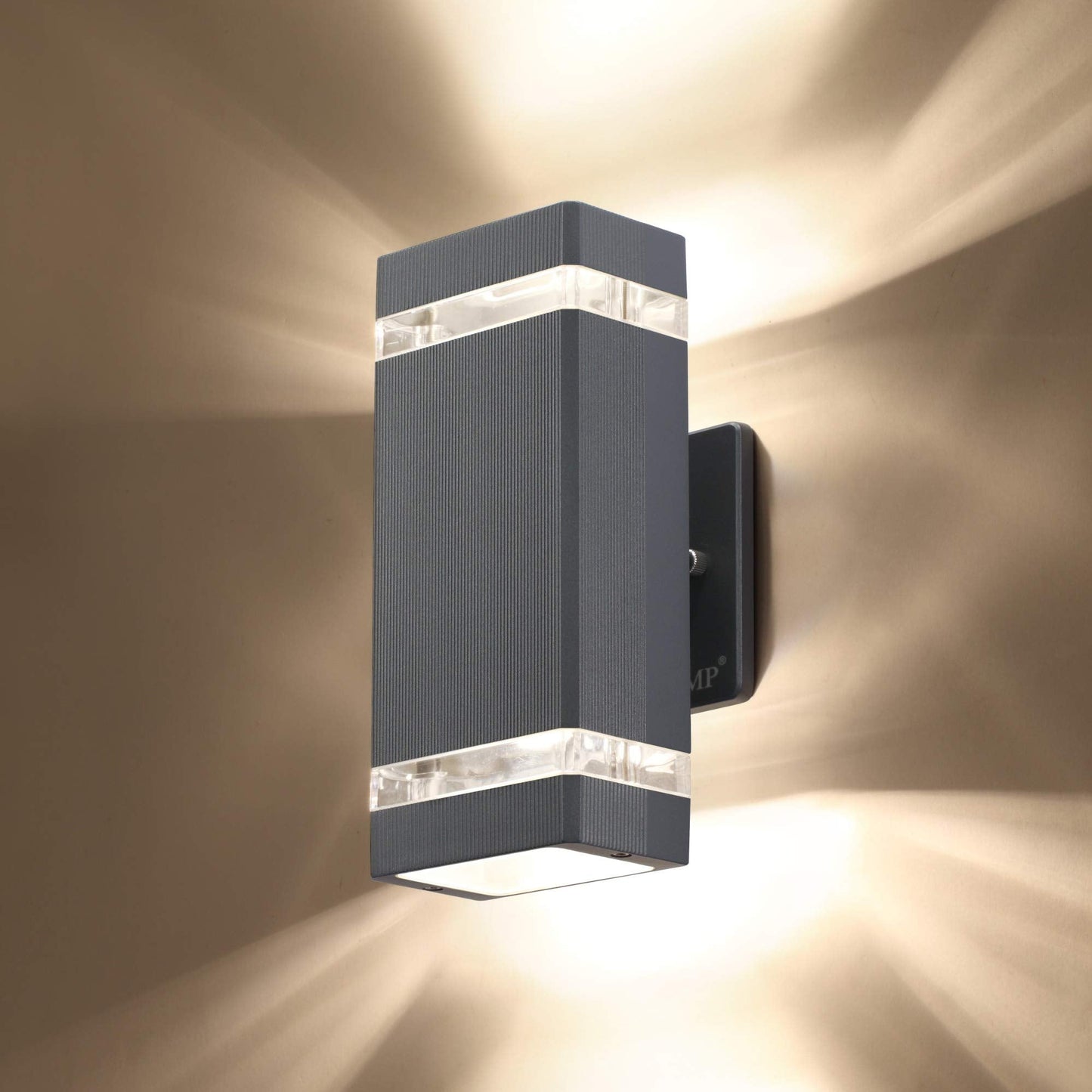 LMP LED Square Up and Down Outdoor Wall Light, Aluminum, 5W 3000K, Gray, 1 Pack, Model UP-R54I-67E4, Waterproof