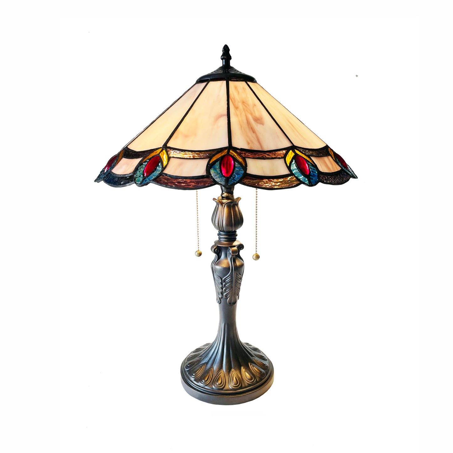 Chloe Lighting Ryce Tiffany-Style Table Lamp 2-Light 16in Shade Multicolor Glass Model CH1T658PG16-TL2
