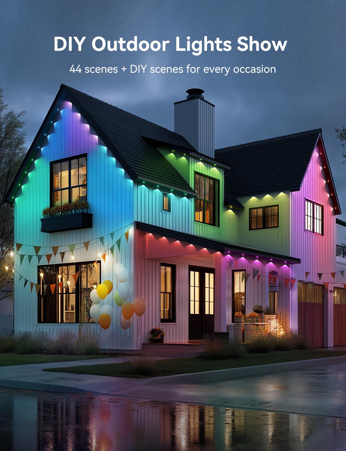 Lemonlovely Permanent Outdoor Lights Pro  240Ft With 176 Ic+Rgbcw Smart Led Eaves Christmas Lights For Daily Decoration  Ip67 Waterproof For Outside Xmas Halloween House Roof Lighting  White