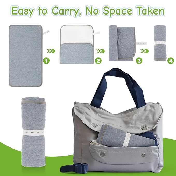 Diaper Changing Pad Liner - 2 Packs 14.5"×26.5" Travel Waterproof Changing Mat Washable,Reusable Washable Liners for Dogs,Diaper Changing Pad for Adults,Table Pad Rectangle Grey