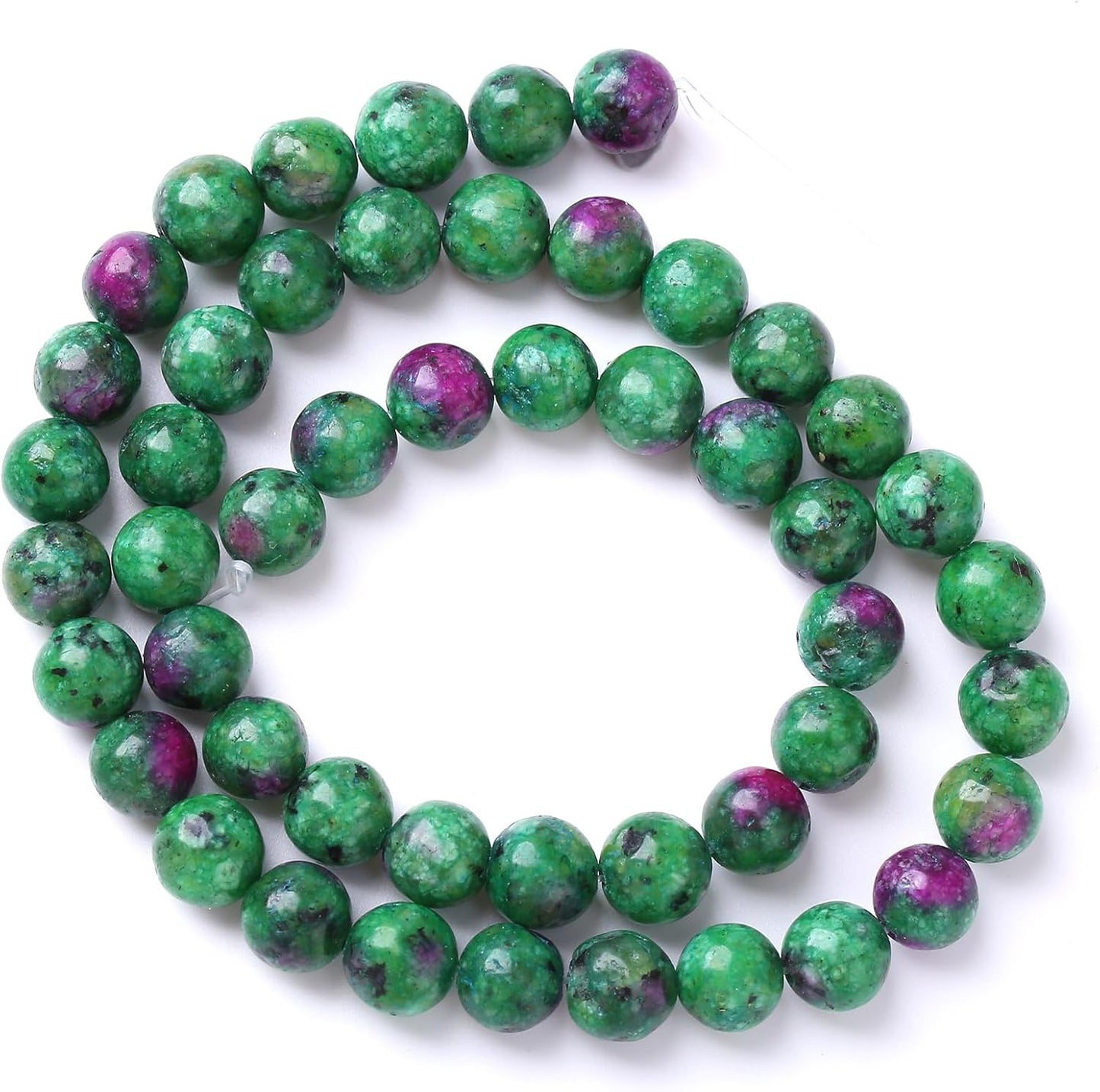 60pcs 6mm Natural Epidote Zoisite Stone Beads for Jewelry Making DIY Bracelet Necklace Accessories 15" Energy Healing Power Stone Beads