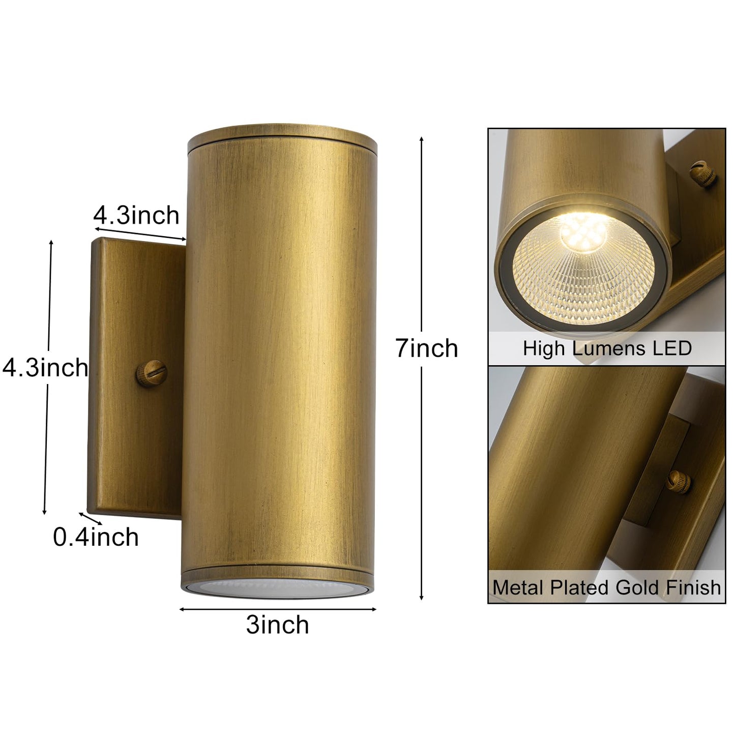 Zicbol Modern Led Outdoor Wall Lights 7 Cylinder Up And Down Exterior Lighting Fixtures Handmade Gold Outdoor Wall Sconce Wall Mount On Any Direction