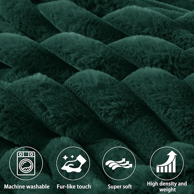 Faux Fur Headboard Pillow with 2 Pack Neck Roll Pillow Large Headboard Pillow Soft and Supportive with Removable Cover (Green, Twin)