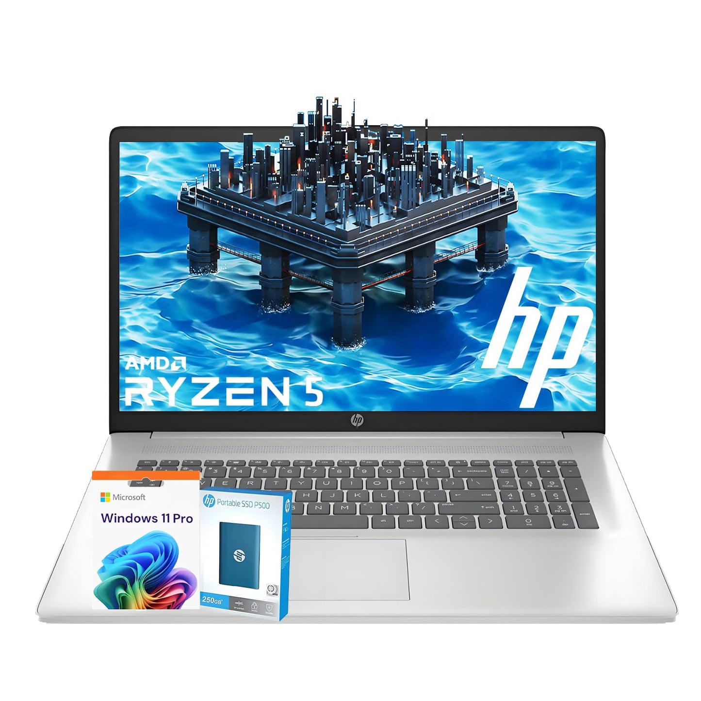 Hp 17 Business Laptop Computer, 64Gb Ram, 1.2Tb Storage (1Tb Pcie + 250Gb P500 Portable), 17.3 Fhd 1080P Ips Led Display, Amd Ry