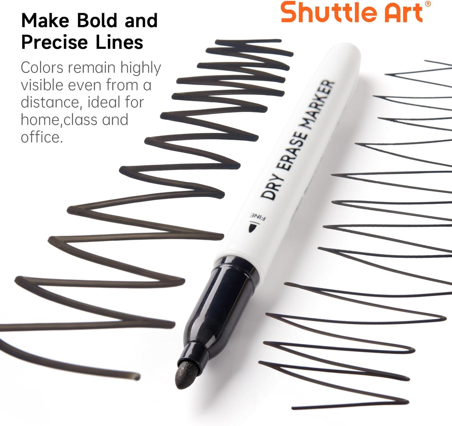 Shuttle Art Dry Erase Markers, 25 Pack Black Magnetic Whiteboard Markers with Erase, Fine Point Dry Erase Markers Perfect for Writing on Dry-Erase Whiteboards Mirrors Glasses for School Office Home