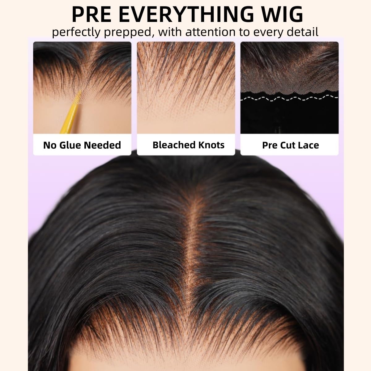 34inch 13x6 Glueless Wigs Invisible Strap Snug Fit Ready to Wear SKINLIKE HD Lace Front Wigs Human Hair 220 Density Pre Plucked