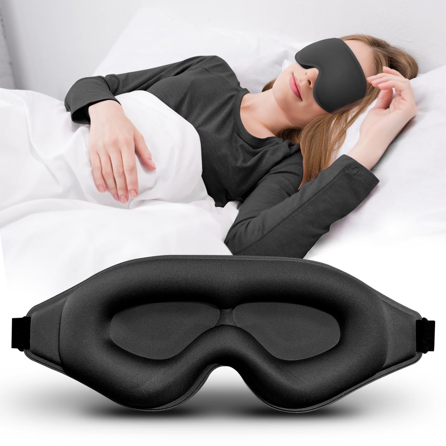 Clbxzwc 3D Advanced Eye Mask for Sleeping，Ultra Delicate Soft Skin Friendly Eye mask，100% Blackout Sleep Eye Mask for Sleep, Eyelash Extension Sleep mask
