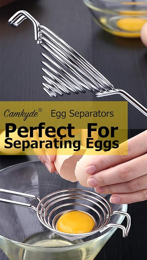CAMKYDE Egg Separator Food Grade Stainless Steel Egg Yolk White Separation Tool, Set of 2 (Red)