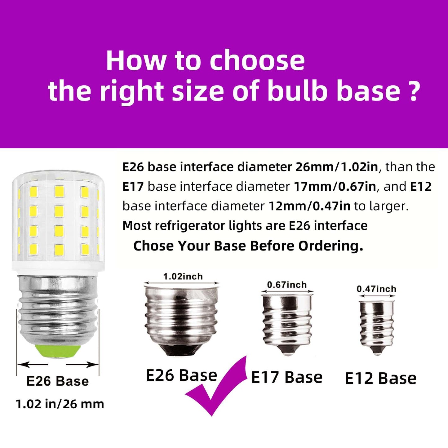 DAPSHU LED Refrigerator Light Bulb 3.5W E26 6000K Daylight White Polycarbonate Pack of 1