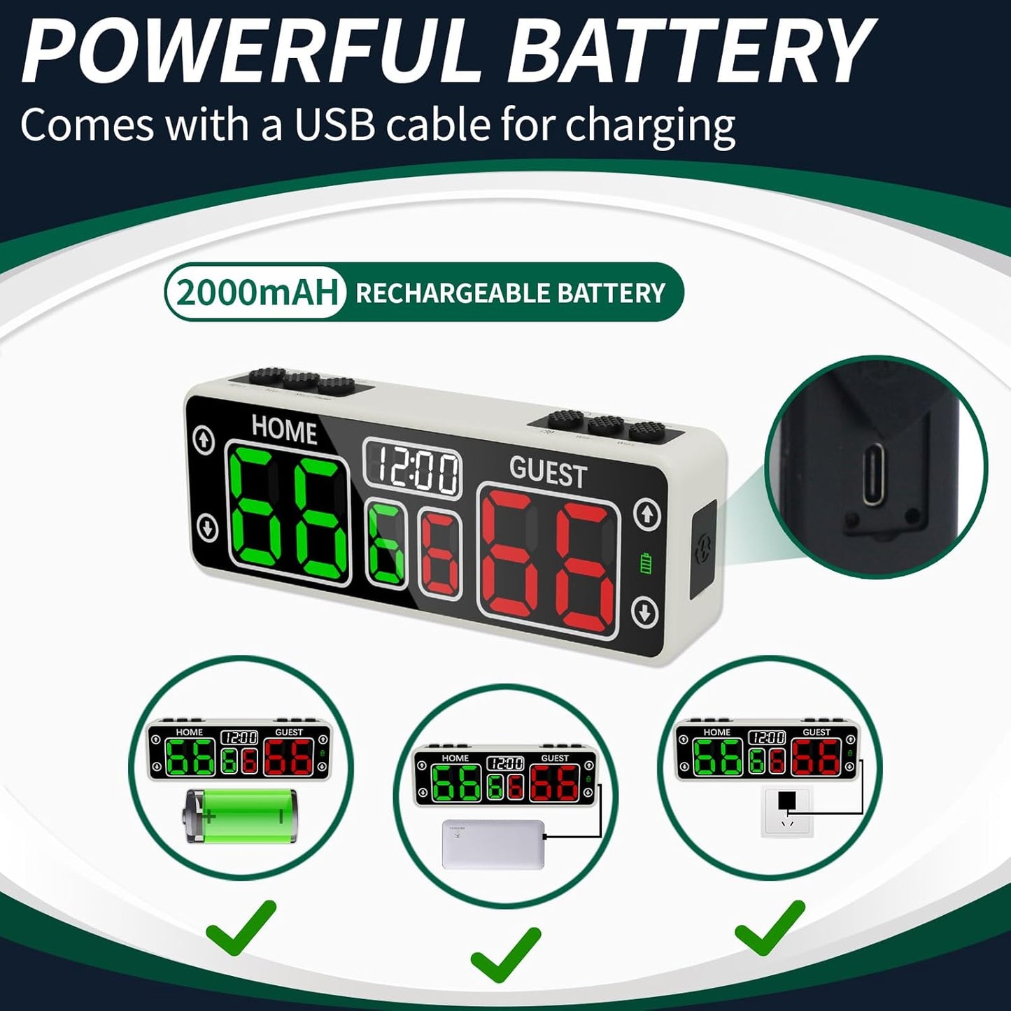 YZ Upgraded Digital Scoreboard with Timer, Mini Magnetic Electronic Scoreboard, LED Portable Scoreboard Basketball, Cornhole Score Keeper for Indoor&Outdoor Games