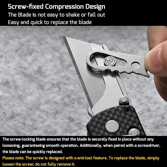 OKNIFE U1 Pro Multitool Folding Utility Knife with Folding Screwdriver, Quick Change Blade, Rail Lock & Pocket Clip for Men and Women (Carbon Fiber Overlay）