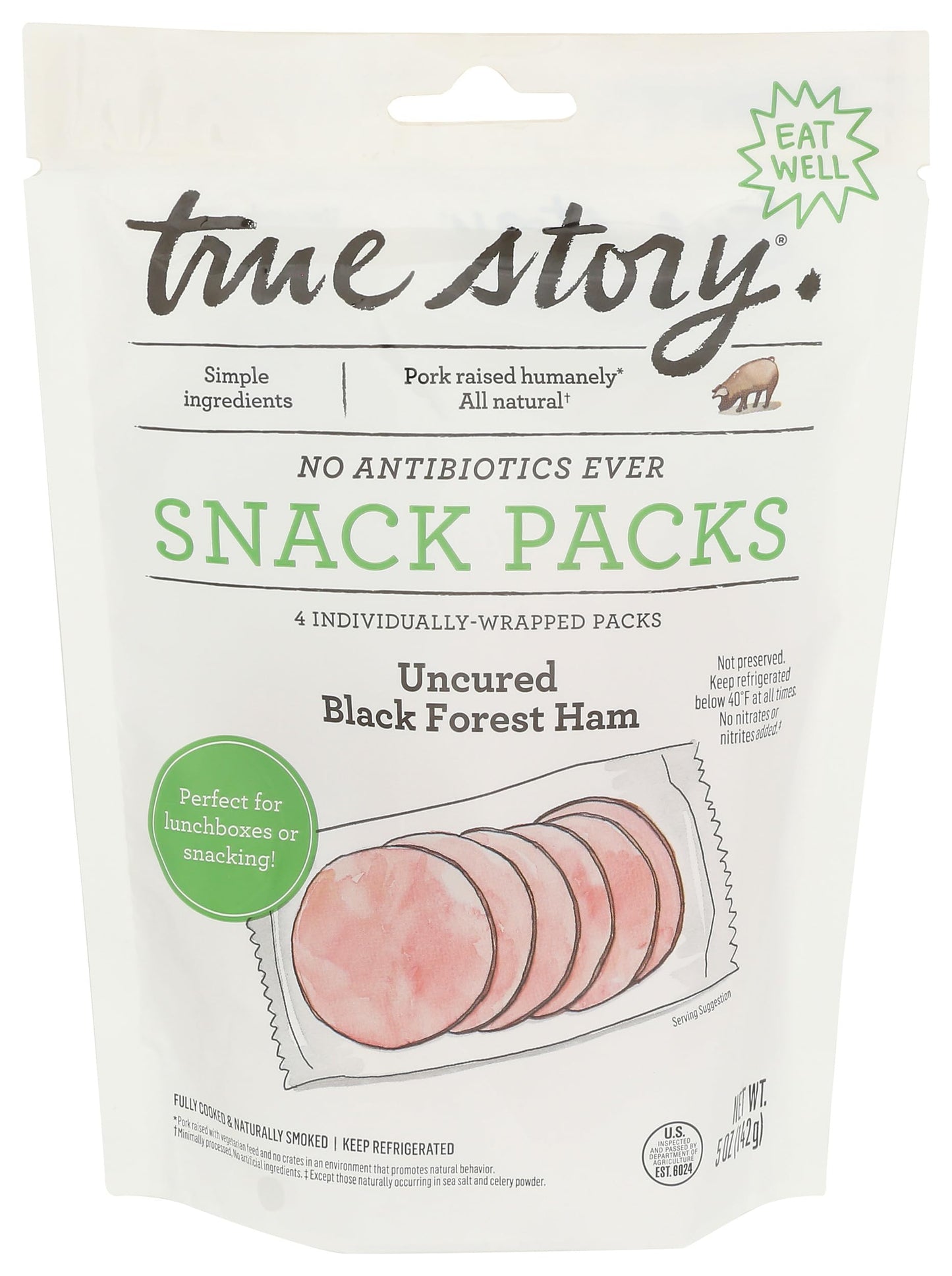 True Story Foods Black Forest Ham Snack Packs, 5 Oz