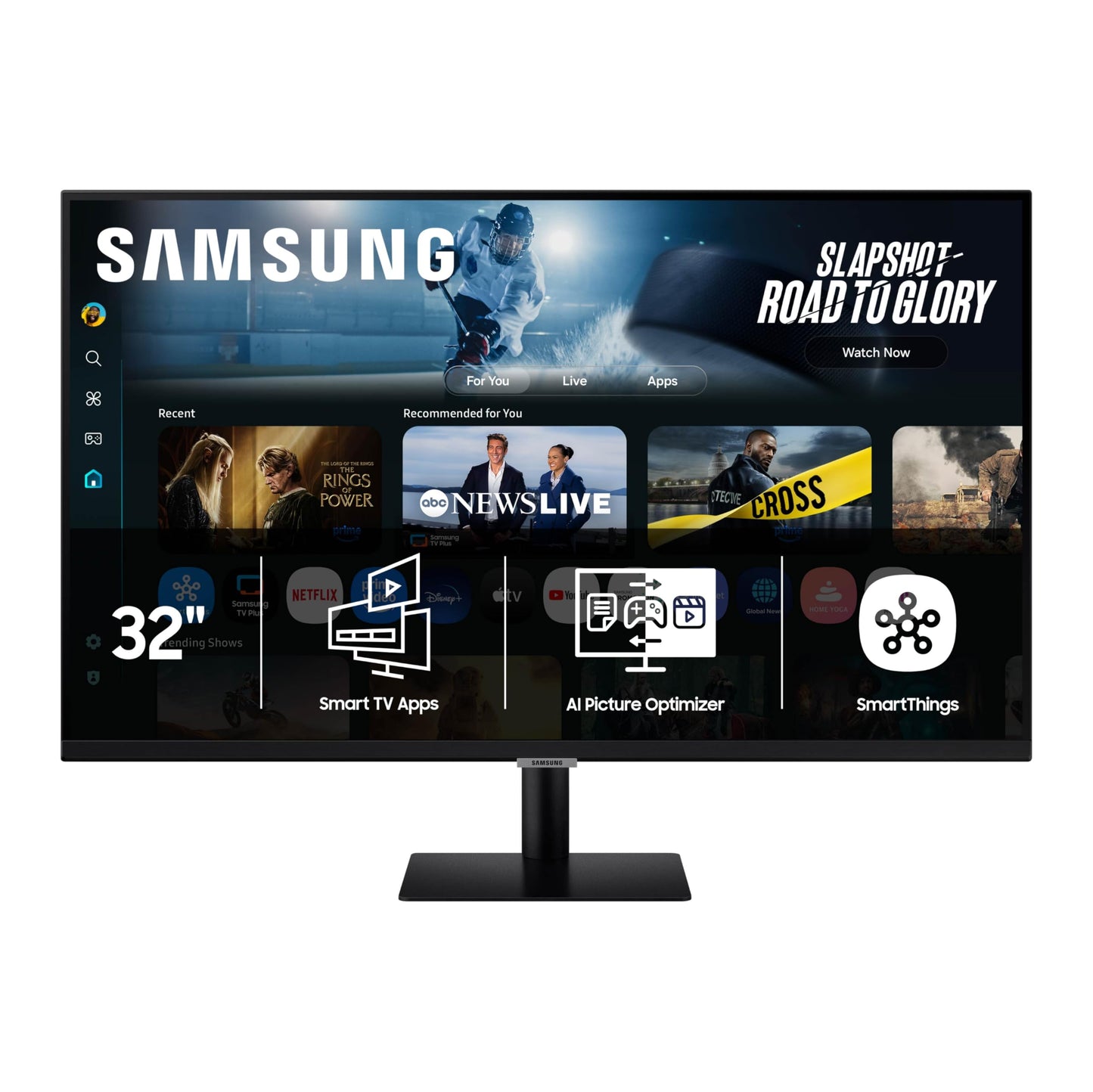 Samsung 32    Smart Monitor M7 (M70F) 4K UHD Display, Samsung Vision AI, Smart TV Apps, Gaming Hub, USB-C, HDMI and USB-A, Black